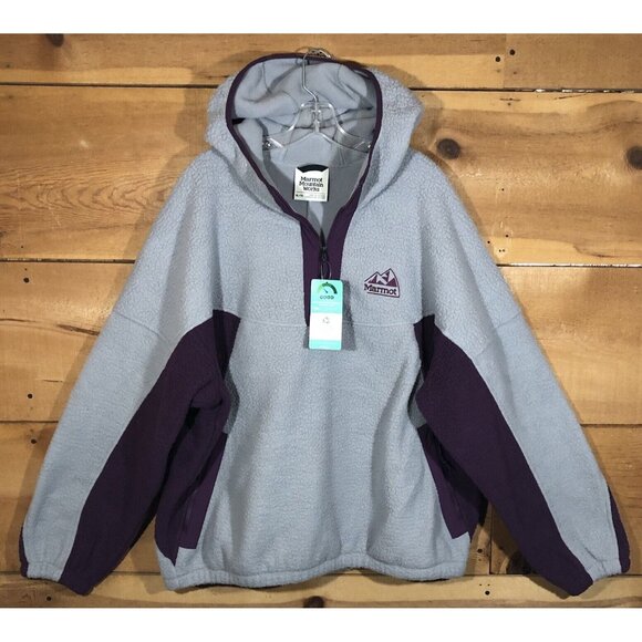 NEW Marmot Super Aros Fleece Hoodie 1/2 Zip Sweatshirt Mens Size XL Gray Purple